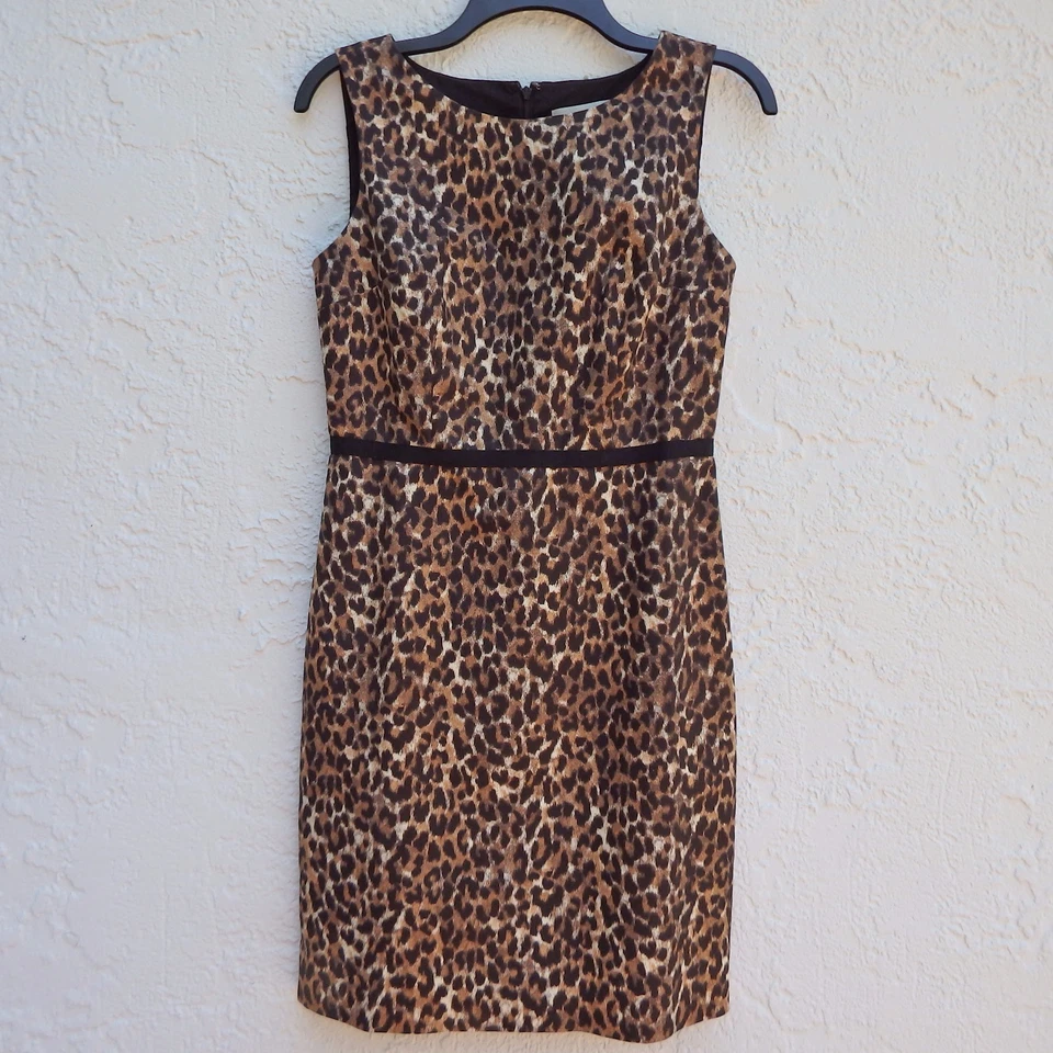 NWT Ann Taylor LOFT Animal Print Cheetah Dress Black, Brown, Ivory, Tan SZ 0