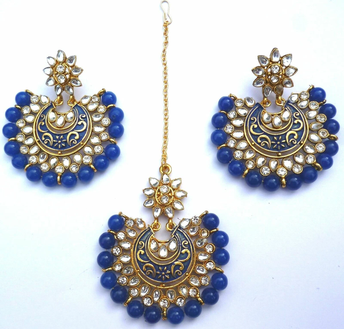 Blue maang tikka sale