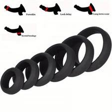 6Set Cock Rings Set Silicone Penis Ball Ring Rubber Erection Sex Toys for Men