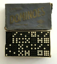 Vintage Hal-Sam American Plastic Double 9 Dominoes #960 with Original Box USA