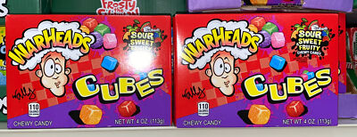 WarHeads Cubes, Cubed! Sour Sweet & Fruity Chewy Candy, 2 Packs 4 oz Each