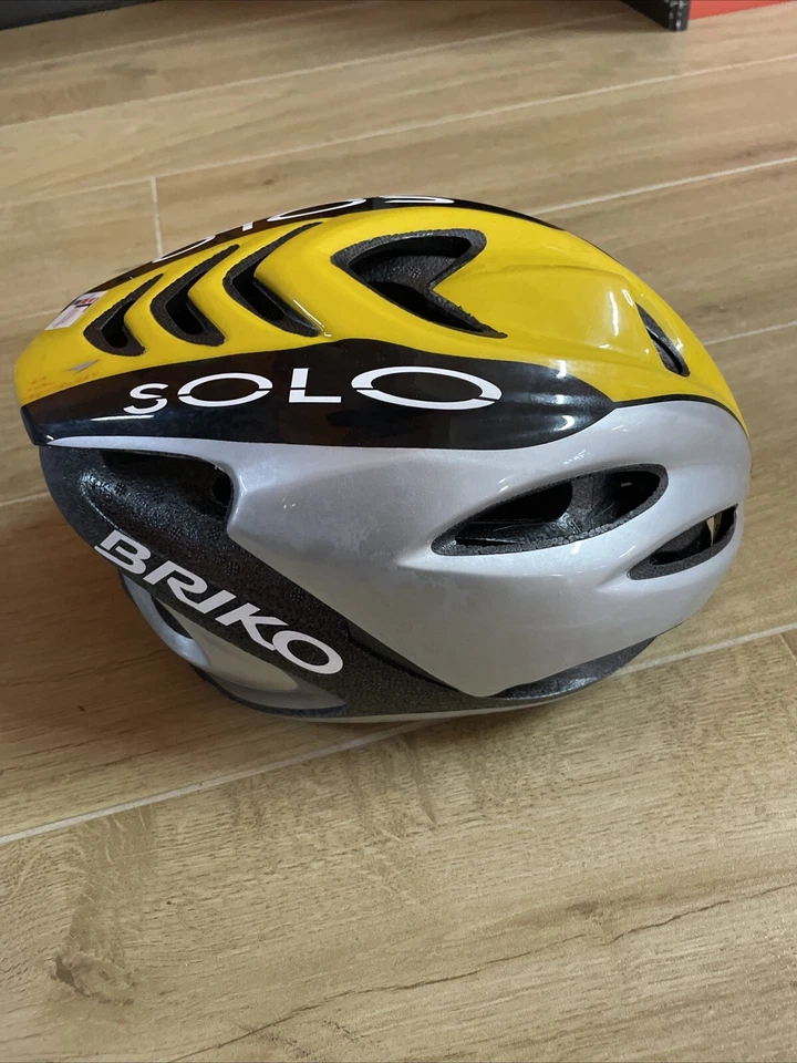Bike Helmet Race-Mtb briko Only L-XL 58-60 Adjustable Yellow-Silver Foto 3 de 4