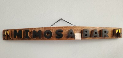 Wood Sign Wine Stave says '' Mimosa Bar '' Wine Glasses on ends Cut from Stave