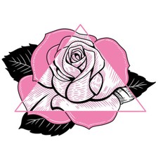 "Pink  Black" Temporary Tattoo, Symbolic Spiritual Rose  Triangle, Flower