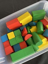 98 Piece Set multi Colored/Shaped Wooden Blocks