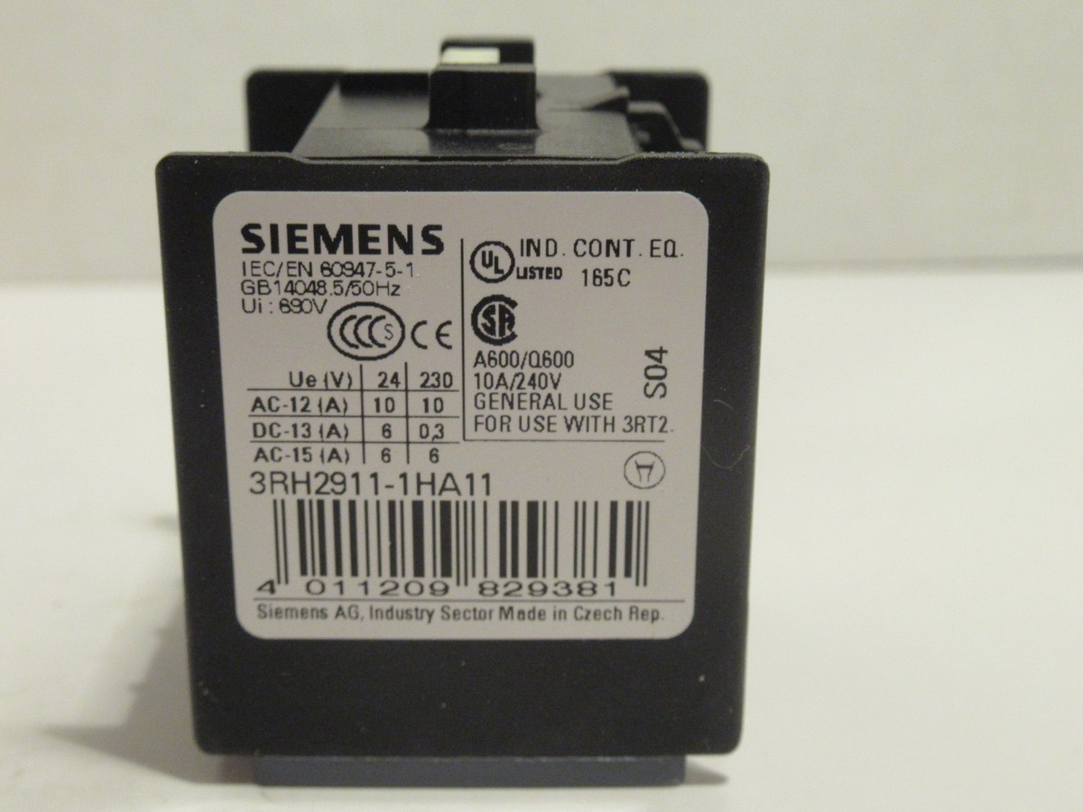 Contacteur Siemens Avec Contact Auxiliaire - Réf. 3ZX1012-0RH21-1AA1 + 3RH2911-1FA22 - Neuf