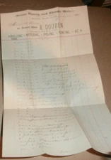 1889 Millersburg PA Billhead Paper A Douden Building Material Paling Fencing