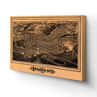 1882 Ithaca Map Art - Canvas Wrap Vintage Map of Ithaca New York Wall Art Poster