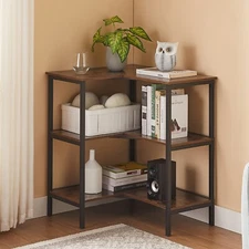 VECELO 3 Tier Corner Cabinet Multipurpose Display Storage Stand for Small Space