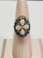 Opal + Sapphire 18k GOLD Vintage Antique Ladies Ring**** Size 7