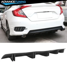 Universal Matte Black Rear Bumper Lip Diffuser 5 Shark Fins Splitters PP 2PCS