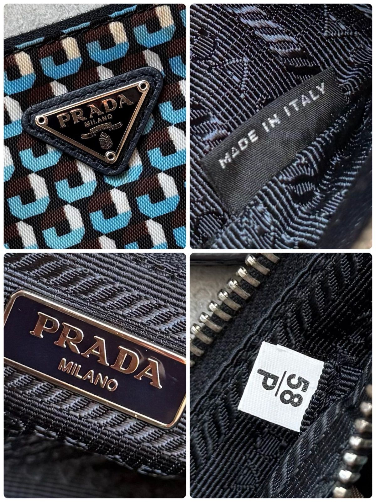 PRADA Triangle Logo Plate Geometric Pattern Clutc… - image 8