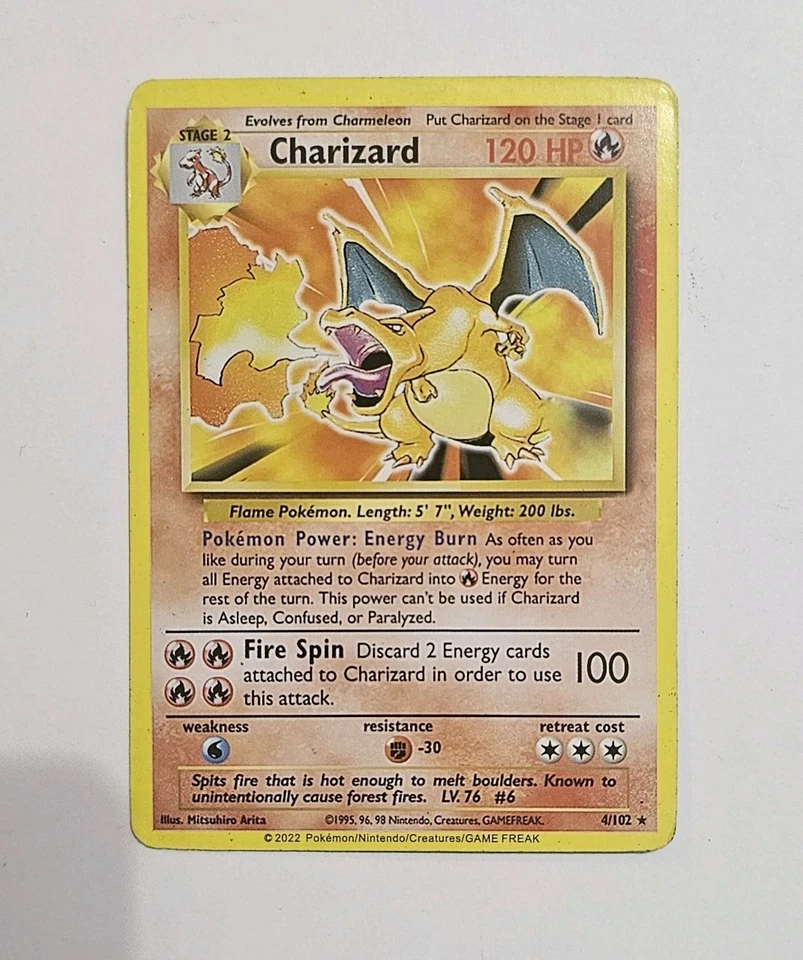 AUTHENTIC CHARIZARD Stage 2  - 4/102 Fire POKEMON - 2022 TCG Trading Card - NICE - Image 2 of 4