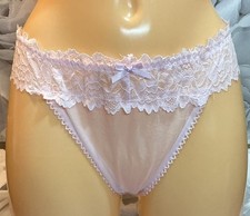 Womens Ladies Sheer Pink Bunny Tail Thongs Knickers Panties Briefs Size L 14/16