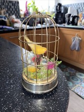 Vintage Japan Animatron Bird Cage Musical Grass Flowers - Fully working 