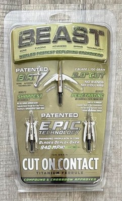 Bowmar Beast Titanium Cut-On-Contact Broadheads 100 Grain 2.0'' Cut 3 Pack - New