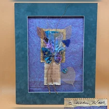 Kathleen Master Signed Butterfly 3D Art Mixed Media Jewels Beads Leaf  20" x 16"
