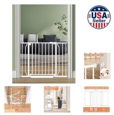Baby Gate No Drilling 29-40 Inch Pressure Mounted Auto Close White for Stairs