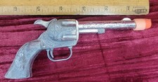 Vintage 5" White Metal Western Cowboy Hubley "Scout" Signal Shot toy Cap Gun