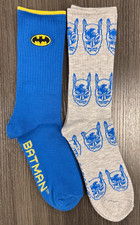 Brand New - One Size Fits Most - Batman - Embroidered - 2 Pair Crew Socks