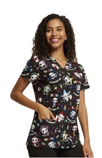 Dickies Scrub Top Womens Size M Black Short Sleeve V-Neck Nurse Medical Uniform