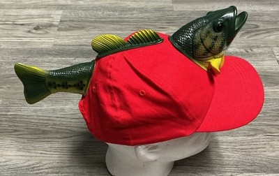 3D Bass Fish Hat Red Fishing Crazy Fun Hats Snapback
