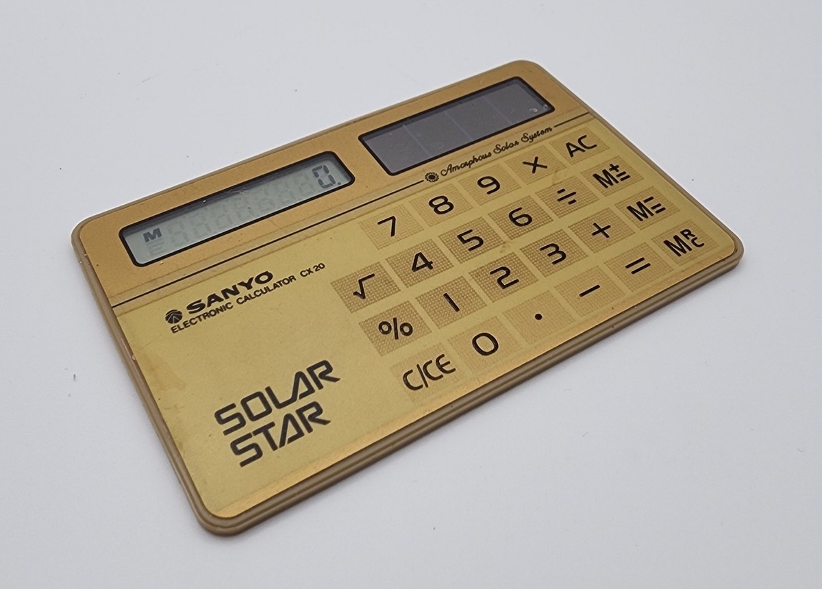 Vintage 1980's Sanyo Solar Star Wallet Pocket Calculator Model CX