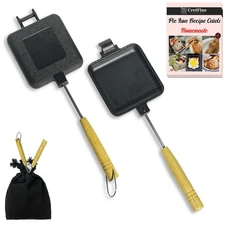 MiniSnack Cast Iron Pie Maker Sandwich Press for Camping and Stovetop, Double...