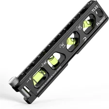 Huepar Torpedo Level, Magnetic Conduit Level with 4 Vials, 6.2 inch Aluminum All