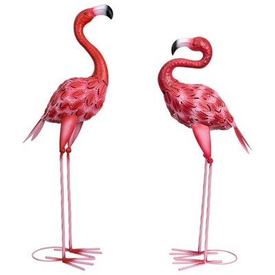 2Pcs Pink Flamingo Outdoor Statues, Metal Flamingo Yard Art Decor for Garden ...