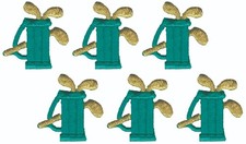 Set of Teal Golf Bag Iron On Patches Golf Clubs Sports Embroidered Applique