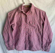 Girl's Wrangler Rodeo Western Pink Plaid Pearl Snap Front Shirt Sz 10 L 
