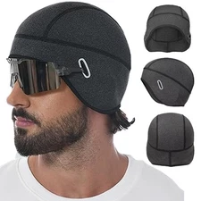 Winter Warm Windproof Fleece Hat Skull Cap Running Beanie Hat with Glasses Holes
