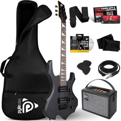 Pyle 6-String Electric Guitar Kit- Includes Amplifier with Accessory Kit