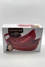 Red RACHAEL RAY 3 PIECE ROUND BUBBLE & BROWN SRONEWARE SET