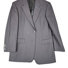 Burberrys Mens 40R Vintage Pinstripe Wool Blazer Sport Coat Charcoal Gray