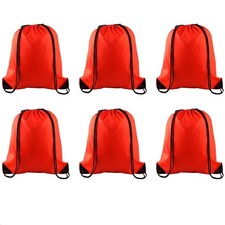 PLULON 6 Pcs Drawstring Bags Bulk Red Drawstring Backpack String Backpack Cin...