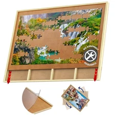 1500 Piece Wooden Jigsaw Puzzle Table - 4 Drawers, Rotating Puzzle Board | 35...