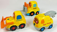 Lot of 3 VTech Go Go Smart Wheels Vehicles Bulldozer Forklift Tow Truck Works
