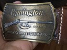 REMINGTON BELT BUCKLE ANTIQUE SADDLE LEATHER FLINTLOCK RIFLE WESTERN  — photo 4