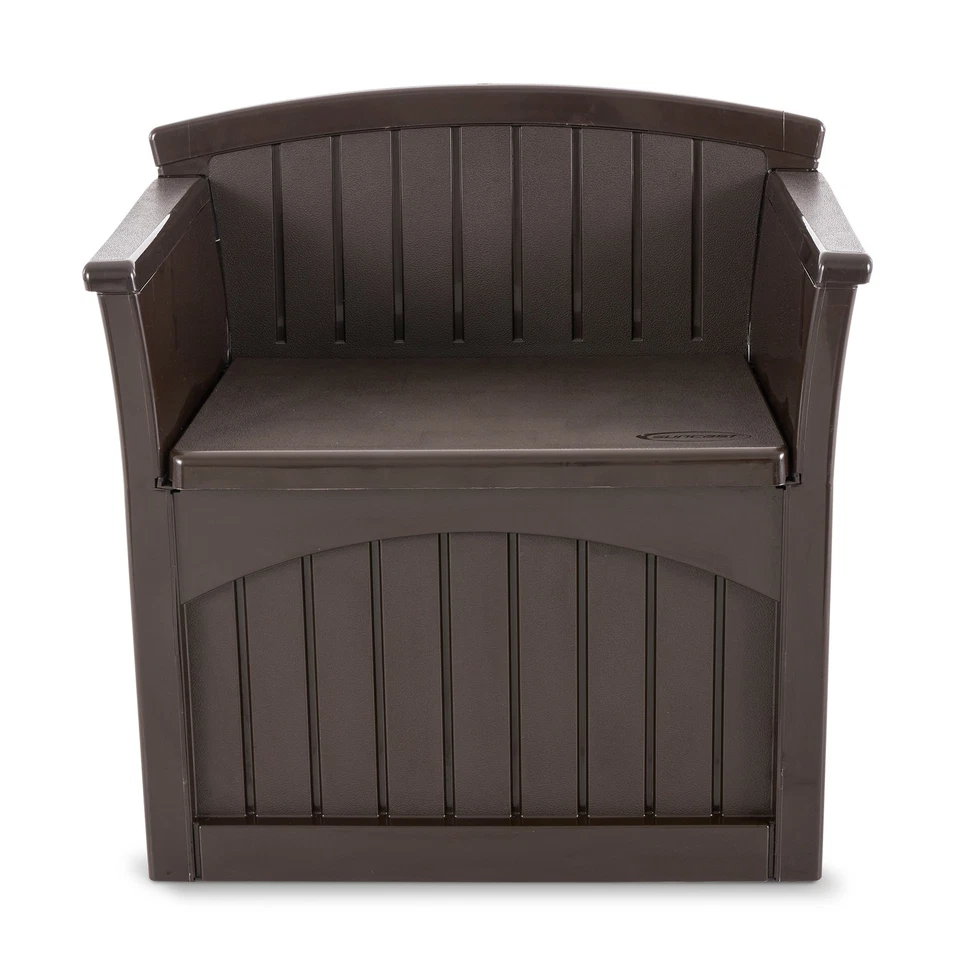 Suncast 31 Gallon Indoor and Outdoor Storage Patio Bench Chair, Java (4 Pack) Foto 3 de 4