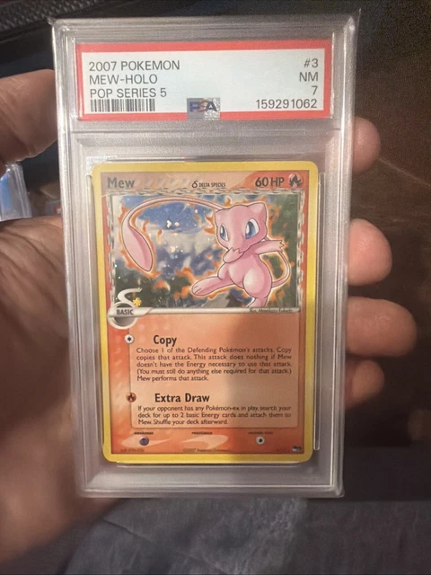 2007 Pokemon Mew #3 HOLO POP SERIES 5 Corrected Back Psa7 Clean Beautiful Card