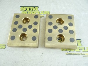PAIR OF SELF-LUBRICATING BRONZE & GRAPHITE SLIDE PLATES 4" X 3" X 3/4"