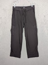 James Perse Cargo Pants Women's Medium Size 2 Black Relaxed Twill Cotton Blend