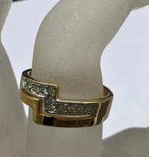 VINTAGE GOLD PLATED 18K MEN UNISEX WOMEN G ART DECO BAND RING SIZE 8