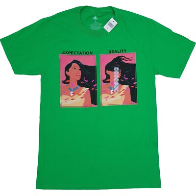 Disney Parks Pocahontas T-Shirt Expectation Vs Reality Selfie Grün S Erwachsene Top
