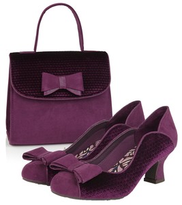 purple court shoes mid heel