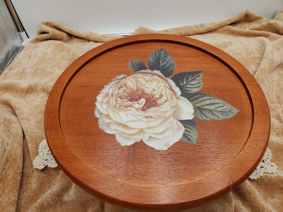 Wooden Lazy Susan w/ IOD Collage De Fleurs Transfer 13"(L) x 13"(W) x 1 3/4"(H) - Image 3 of 4