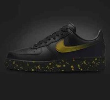 Custom Nike Air Force 1 Black Shoes Gradient Yellow Fade Splatter Mens Womens