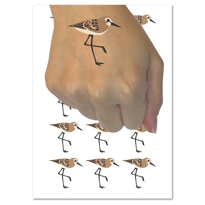 Sandpiper Bird Solid Temporary Tattoo Water Resistant Fake Body Art Set